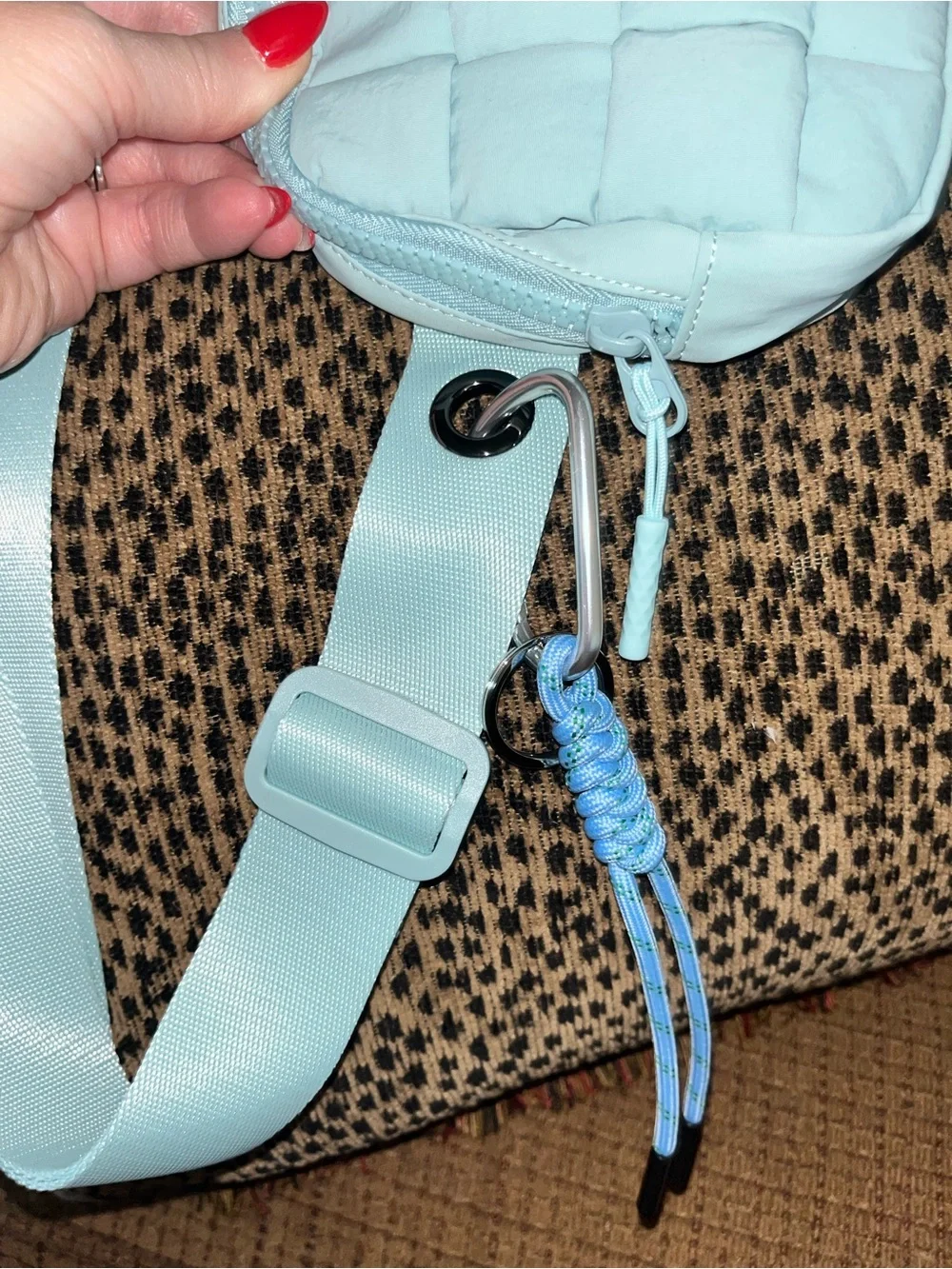 Iris & Rainbow Ice Blue Quilted Crossbody Bag